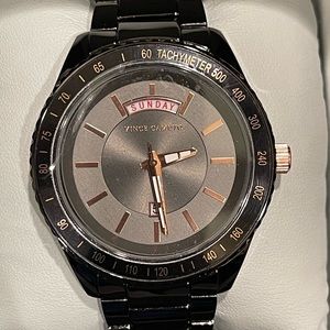 Vince Camuto Men's Black Dial Dark Gunmetal Bracelet Watch